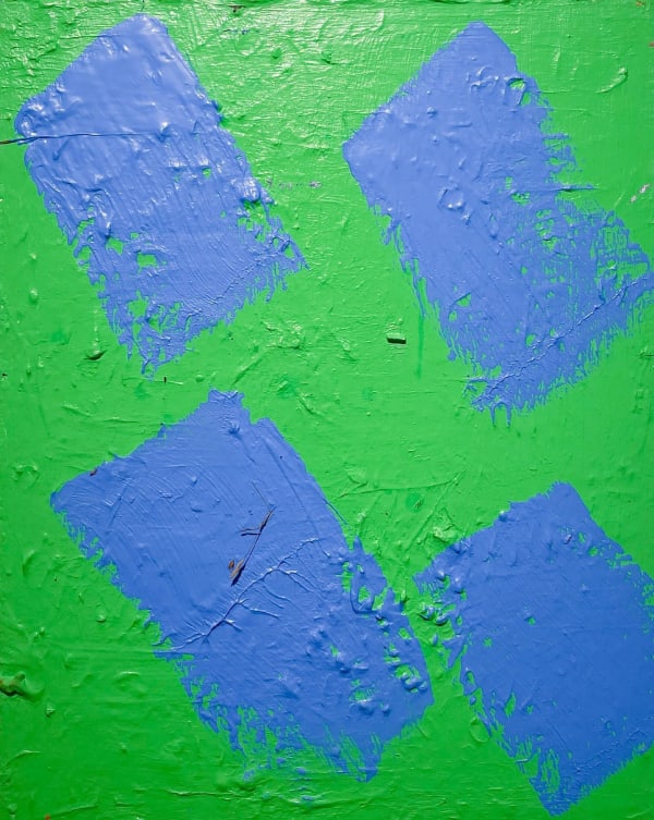 untitled (blue rectangles on green), 2005