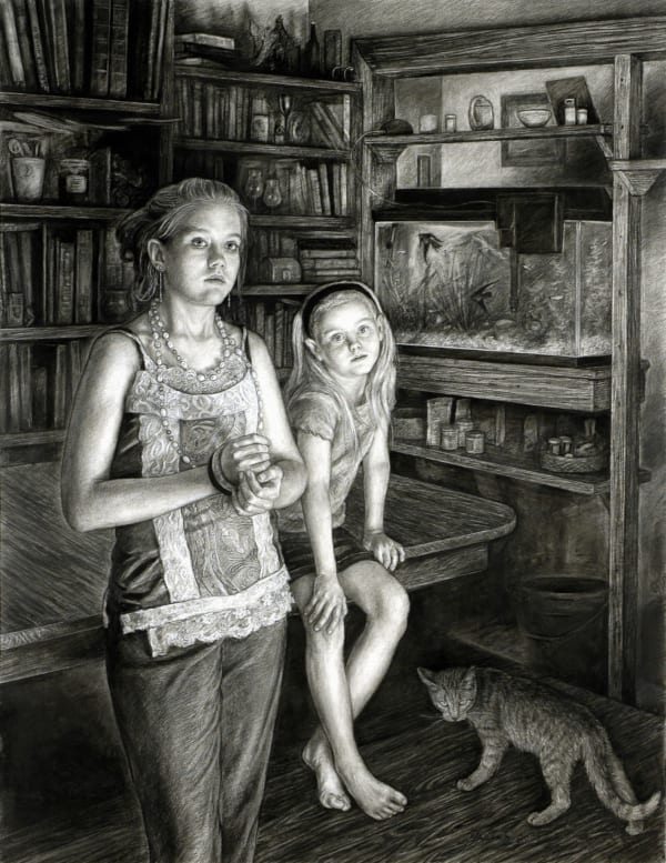 Sarah and Brittany with Barnyard Cat, 2008