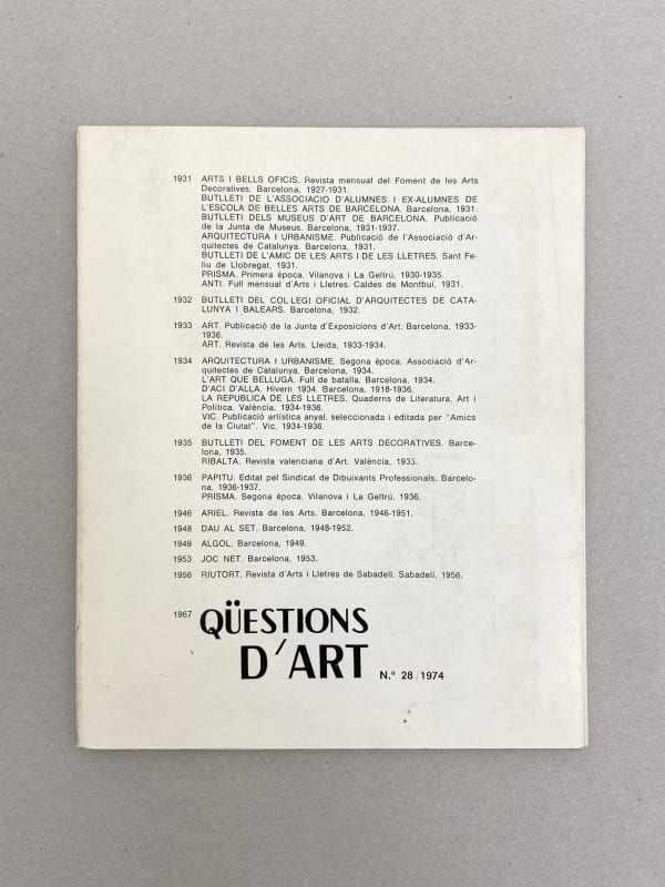 Grup de Treball, Revista "Qüestions d'Art" núm. 28, 1975