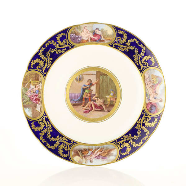 Sèvres Porcelain, A Supremely Rare Soft-Paste Sèvres Porcelain Plate from Louis XVI's Versailles Service, 1791