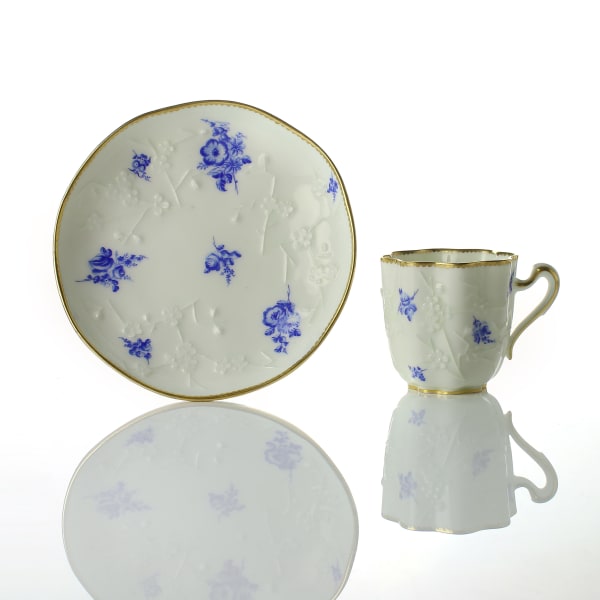 Sèvres Porcelain, A Sèvres Porcelain Octagonal Cup and Saucer, 1759