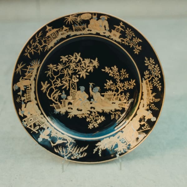 Sèvres Porcelain, A Black-Ground Sèvres Plate, circa 1790-92