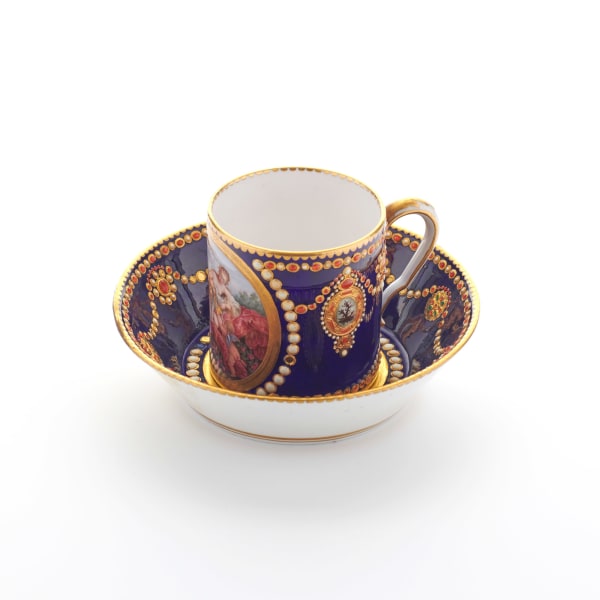 Sèvres Porcelain, A French 18th Century Soft-Paste Sèvres Porcelain ‘Jewelled’ Cup and Saucer, 1781