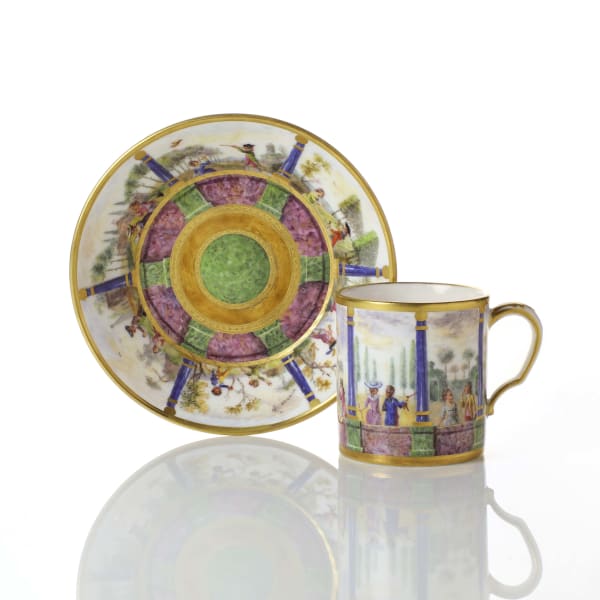 Sèvres Porcelain, A Soft-Paste Sèvres Porcelain Cup & Saucer, 1785