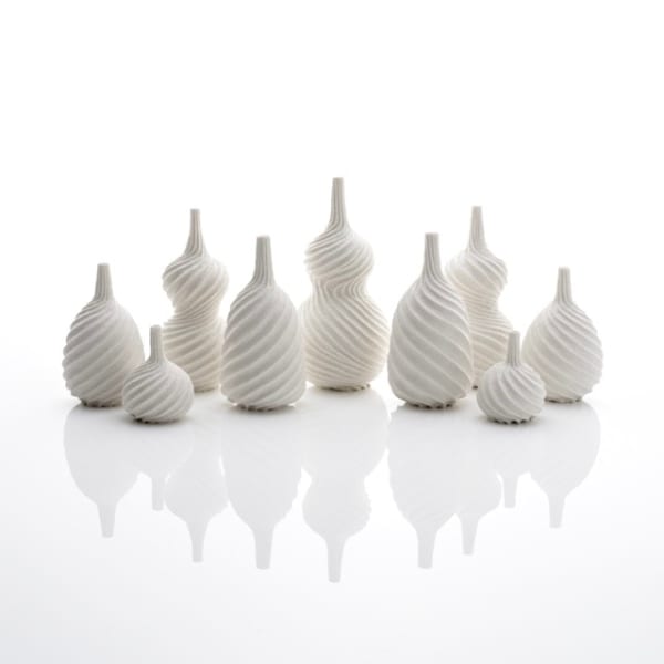 Andrew Wicks, Garniture of Nine Twisting Vases, 2024