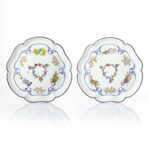 Sèvres Porcelain, A Pair of Soft-Paste Sèvres Porcelain Trays from Louis XV’s service used at the Petit Trianon, Versailles, circa 1763