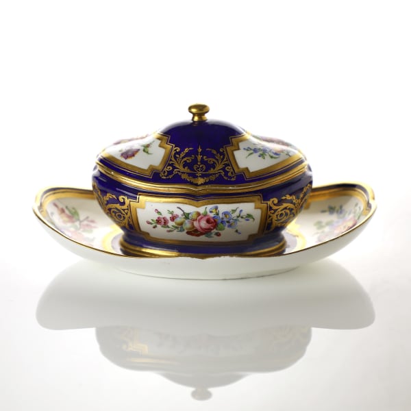 Sèvres Porcelain, A French 18th Century Soft-Paste Sèvres Porcelain Sugar Bowl and Cover from the Service given by Louis XVI to the Comte de Aranda, 1786