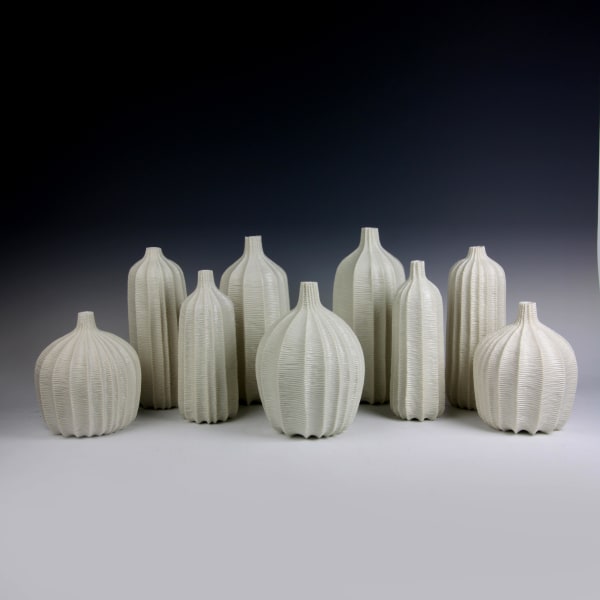 Andrew Wicks, Garniture of Nine Vases, 2013