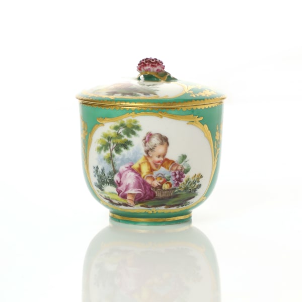 Sèvres Porcelain, A Soft-Paste Sèvres Porcelain Sugar Bowl & Cover, 1757