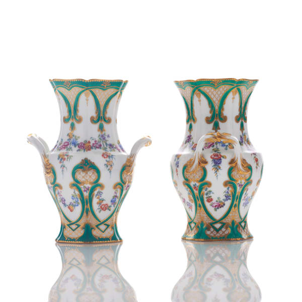 Sèvres Porcelain, A Pair of Soft-Paste Sèvres Porcelain Vases, 1758