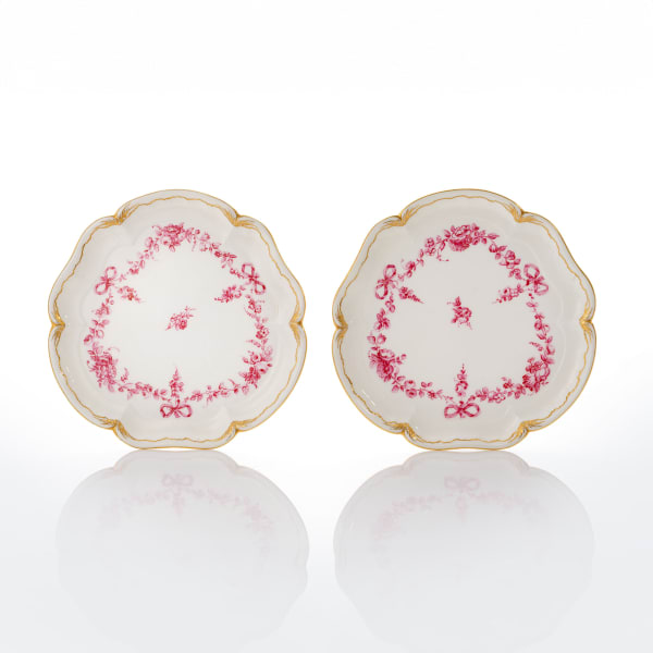 Sèvres Porcelain, Two Soft-Paste Sèvres Porcelain Trays probably from Louis XV's Fontainbleau service, 1763