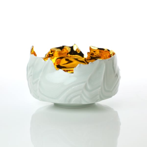 Takeshi Yasuda, Small Shinogi Celadon Bowl with Golden Interior, 2019