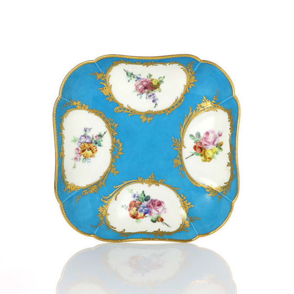 Sèvres Porcelain, A Soft-Paste Vincennes Porcelain Square Dish, 1755