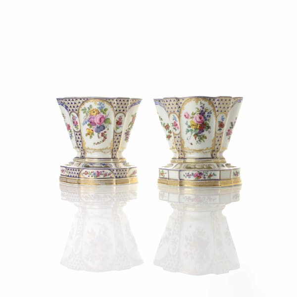 Sèvres Porcelain, A Pair of Soft-Paste Sèvres Porcelain Vases for Bulbs, 1761-62