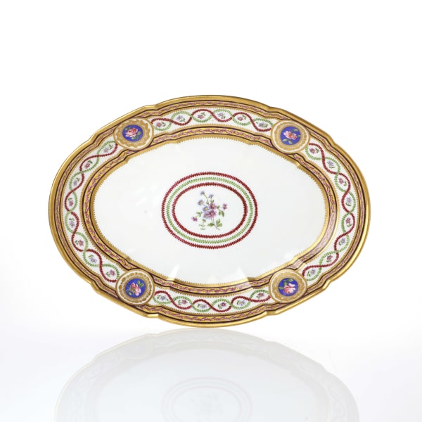 Sèvres Porcelain, A Soft-Paste Sèvres Porcelain Oval Dish from the Duke of Dorset Service, 1784
