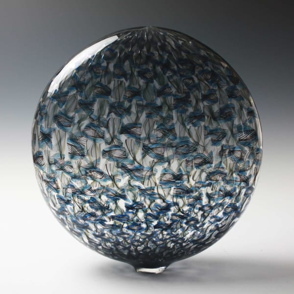 Tobias Møhl, Oval Steel Blue Glassweaver Vessel, 2012