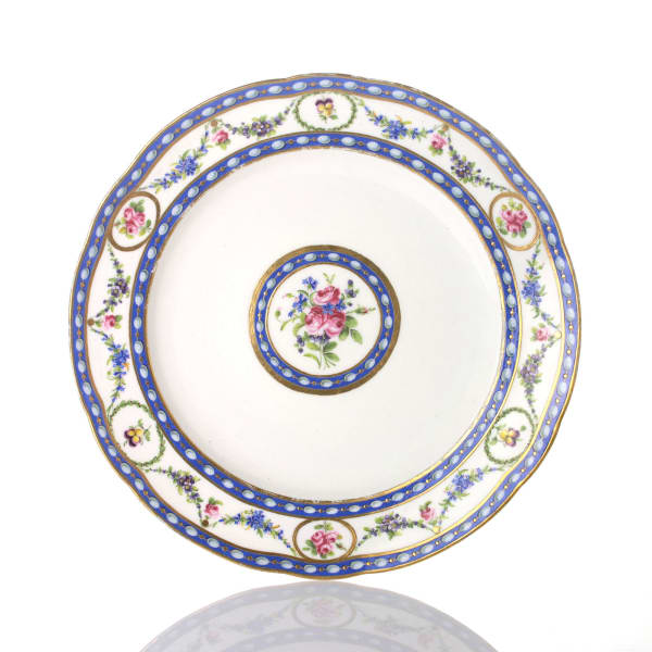 Sèvres Porcelain, A Soft-Paste Sèvres Porcelain Sample Plate, 1784