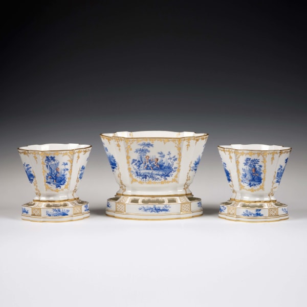 Sèvres Porcelain, A Garniture of Three Sèvres Vases Hollandois, 1759-62