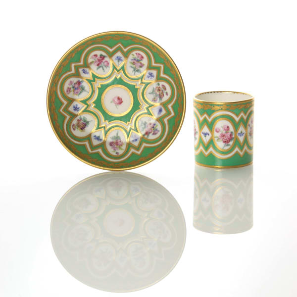 Sèvres Porcelain, A Soft-Paste Sèvres Porcelain Cup & Saucer from a Tea Service, 1780