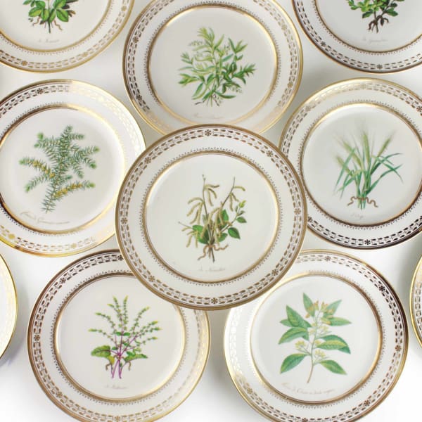 Sèvres Porcelain, 21 Sèvres Plates from the Service des Plantes Comestibles, 1817 & 1825