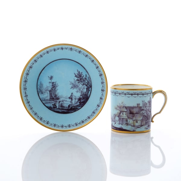 Sèvres Porcelain, A Soft-Paste Sèvres Porcelain Pale Blue Ground Cup & Saucer, 1787