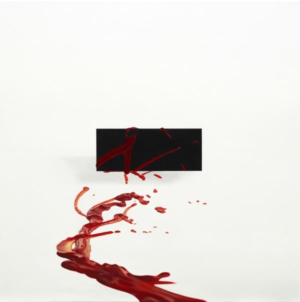 Till RABUS, Black rectangle on white background with ketchup, 2014