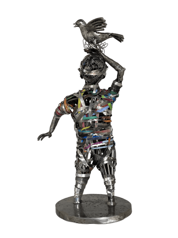 Salifou Lindou painting. Cameroonian Artist. Contemporary African art in Paris. AFIKARIS Gallery Paris. Mixed media on canvas. Figurative portraits. Duality of human beings. Observation of society. Cercle Kapsiki.