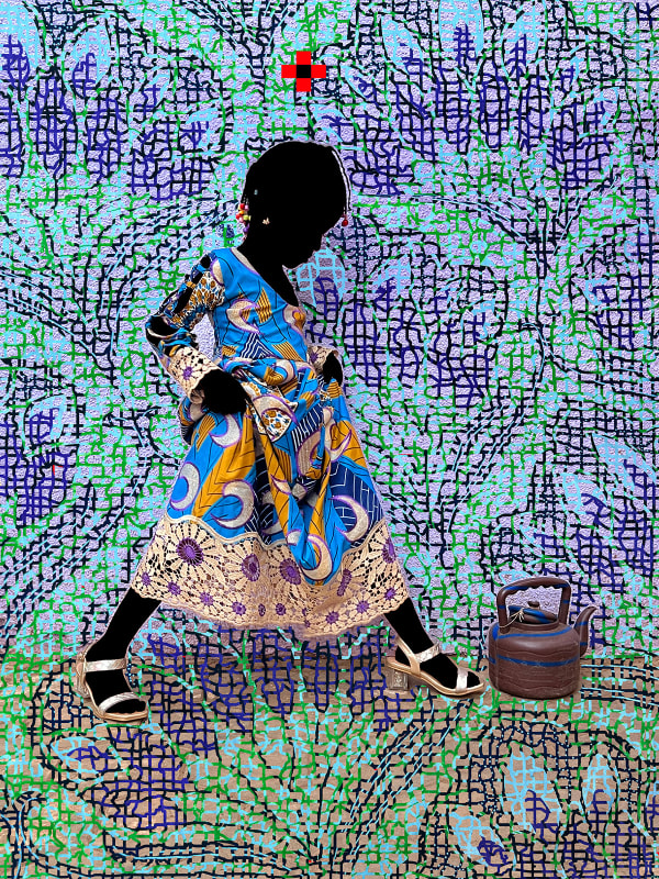 Saidou Dicko photograph. Burkinabè Artist. Contemporary African Art in Paris. AFIKARIS Gallery. Self-taught artist. Painted photography. Echoes to Peulh tradition. Figurative and poetic photography.