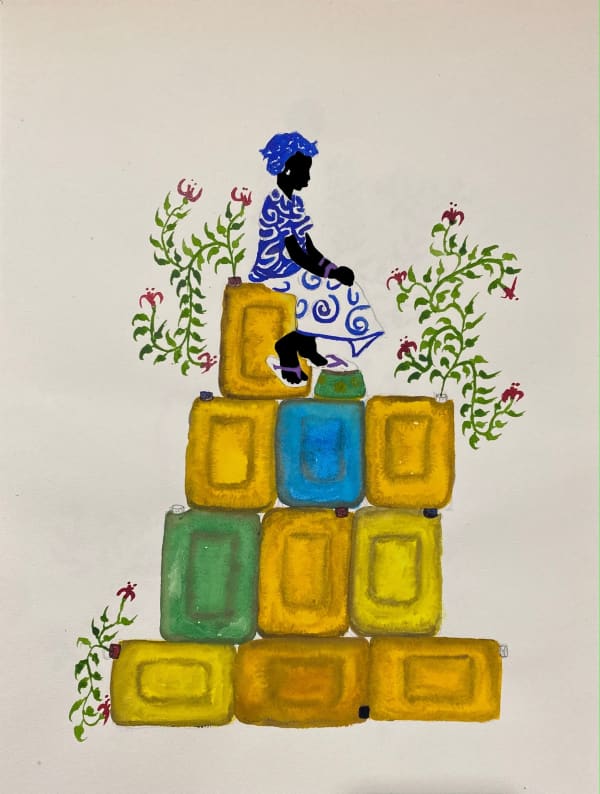 Saidou Dicko photograph. Burkinabè Artist. Contemporary African Art in Paris. AFIKARIS Gallery. Self-taught artist. Painted photography. Echoes to Peulh tradition. Figurative and poetic photography.