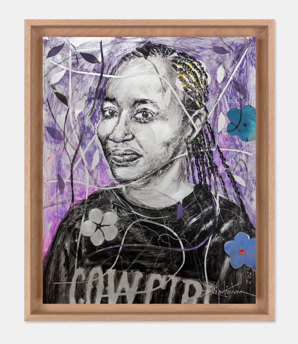 Salifou Lindou painting. Cameroonian Artist. Contemporary African art in Paris. AFIKARIS Gallery Paris. Mixed media on canvas. Figurative portraits. Duality of human beings. Observation of society. Cercle Kapsiki.