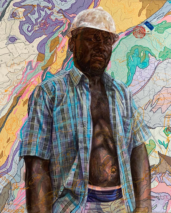 Jean David Nkot painting. Cameroonian Artist. Contemporary African art in Paris. AFIKARIS PARIS. Environmental issues. Bold colors. Colorful painting. 1-54 Marrakech. Abstract Figurative.