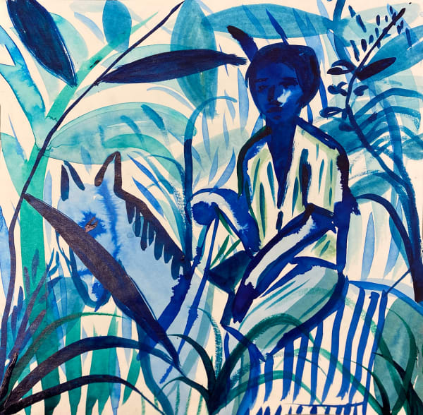 Omar Mahfoudi painting. Moroccan Artist. Contemporary art. Acrylic and ink on paper and canvas. Figurative. Abstraction. Cinematic paintings. Dreamy. Bold colours. Ink on paper.