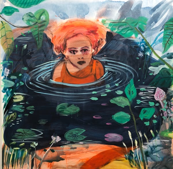 Omar Mahfoudi painting. Moroccan Artist. Contemporary art. Acrylic and ink on paper and canvas. Figurative. Abstraction. Cinematic paintings. Dreamy. Bold colours. Ink on paper.