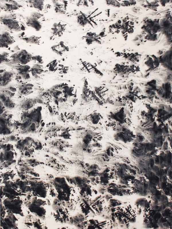 Nasreddine Bennacer. Algerian Artist. Contemporary African Art in Paris. AFIKARIS. Gouache on paper. Black and White. Hybridity of techniques. Quest for identity.