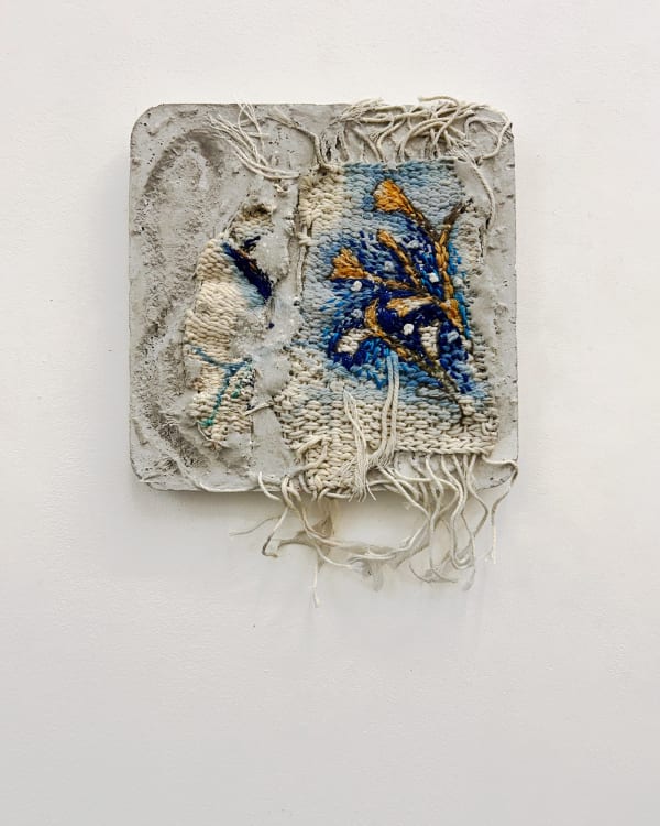 Fariba Boroufar. Iranian Artist. Contemporary African Art in Paris. AFIKARIS. Wool weaving. Acrylic Painting. Hybridity of techniques. Decaying beauty of these abandoned structures. Contemporary African art. Art Contemporain Africain