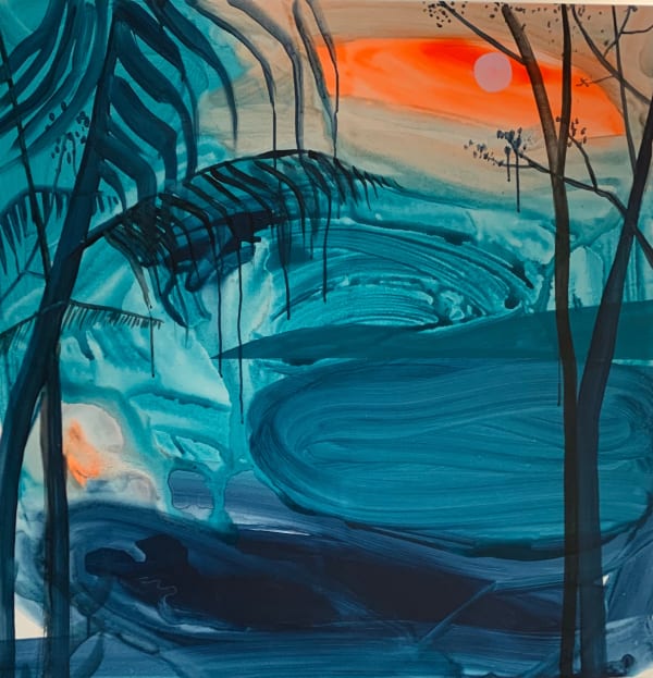 Omar Mahfoudi painting. Moroccan Artist. Contemporary art. Acrylic and ink on paper and canvas. Figurative. Abstraction. Cinematic paintings. Dreamy. Bold colours. Ink on paper.