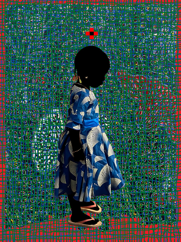 Saidou Dicko photograph. Burkinabè Artist. Contemporary Art. Self-taught artist. Painted photography. Watercolour on paper. Echoes to Peulh tradition. Figurative and poetic photography.