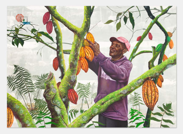 Jean David Nkot. Cameroonian artist. Contemporary African Art. Painting, sculpture, installation. Focus on human condition, scars of history, and global capitalism. Raw material extraction in African. Global economy, social and ecological impacts. Memory and contemporaneity. Exhibited internationally: Miami, Paris, Cape Town, Guangzhou, Berlin.