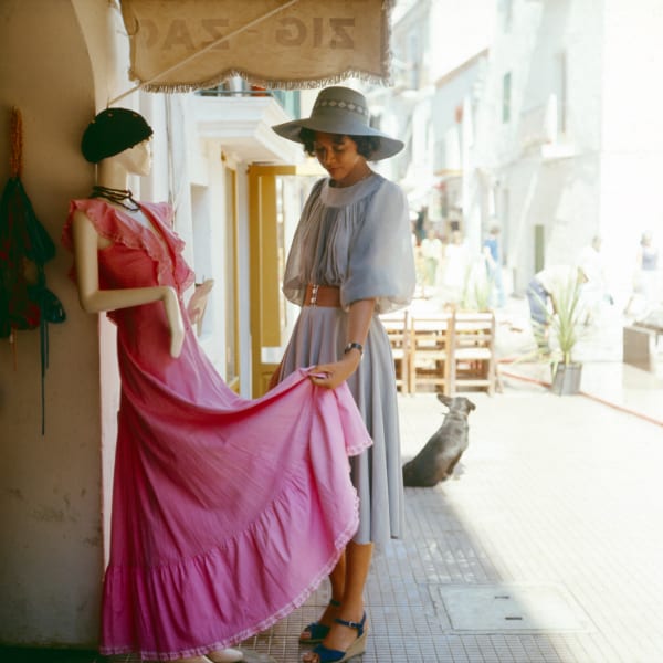 Walter Rudolph, Yellow Fiat 600 on a roundabout, Ibiza, Spain, 1976