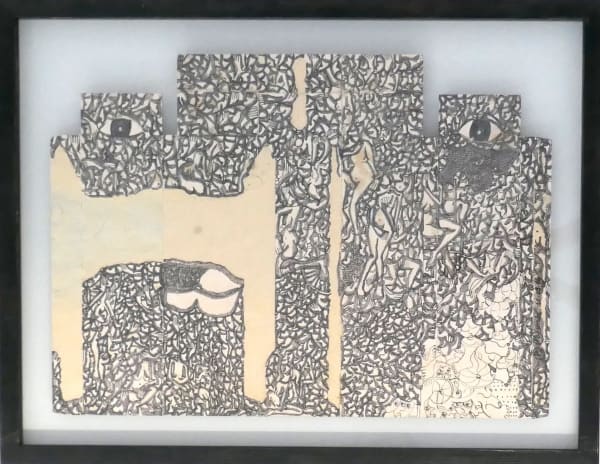 Rodrigo Mabunda Untitled VI, 2016 Ballpoint Pen and Ink on recycled cardboard 35x48 cm