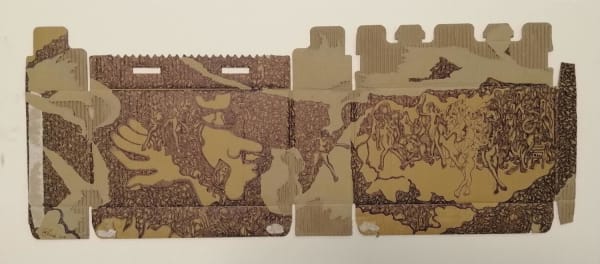 Rodrigo Mabunda Untitled, 2016 Ballpoint Pen and Ink on recycled cardboard 35x91 cm