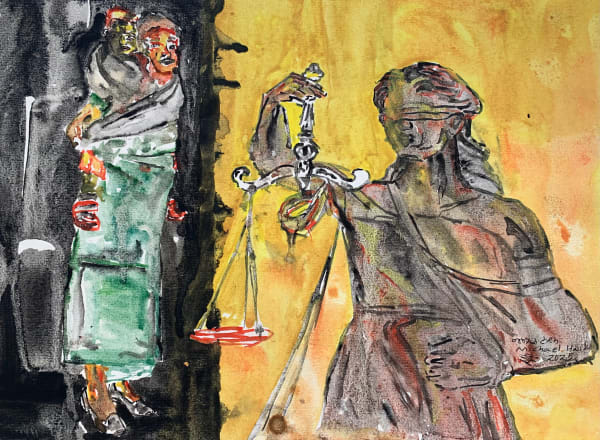 Michael Hailu Fowskow Chalther 7, 2025 Watercolours on Paper 21 x 30 cm