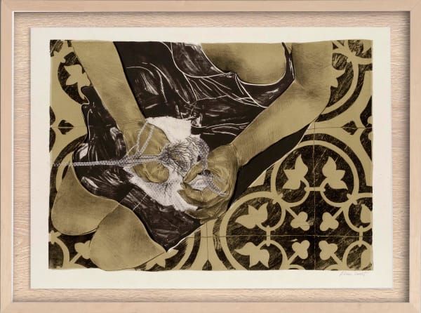 Liliane Dardot e Marcelo Silveira no Bordado, 1981/2025 aplicação sobre litografia 48,5 x 67 cm (sem moldura) 61 x 80 cm (com moldura)