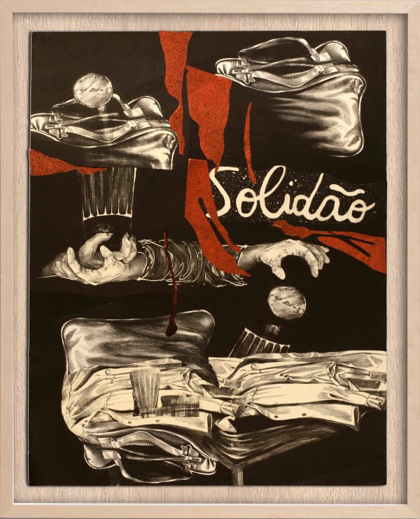 Liliane Dardot e Marcelo Silveira em Solidão, 1982/2025 litografia e colagem 70 x 55 cm (sem moldura) 83 x 67 cm (com moldura)