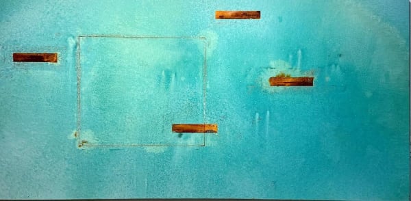 José Bechara Sem título, 2024 Oxidação de cobre e ferro sobre lona 115 x 230 cm
