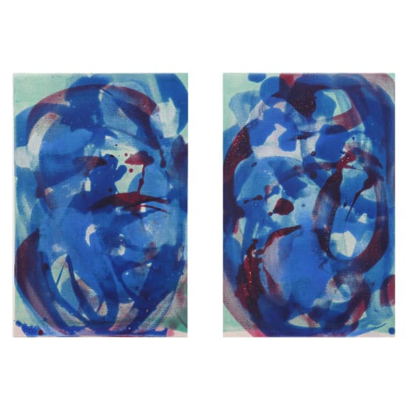 Rebecca Meanley, Diptych (sapphire blue distemper ), 2019