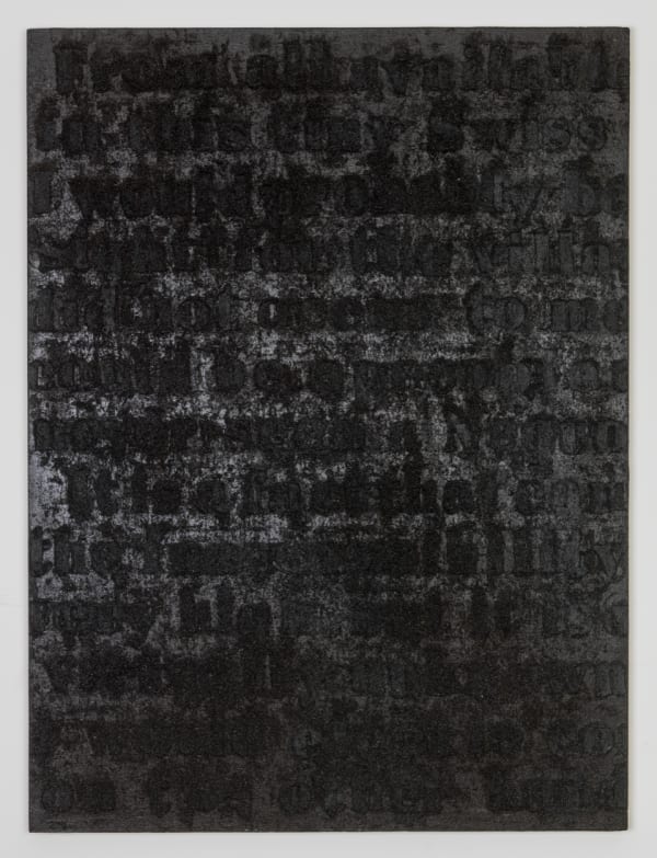 Glenn Ligon Introduction (5), 2004 Coal dust, oil stick, glue, acrylic paint, and gesso on canvas 40 x 30 in (101.6 x 76.2 cm)
