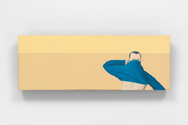 Steve Locke The Blue Sweater, 2006 Oil on MDF 6 1/4 x 17 1/4 x 3/4 in (15.9 x 43.8 x 1.9 cm)