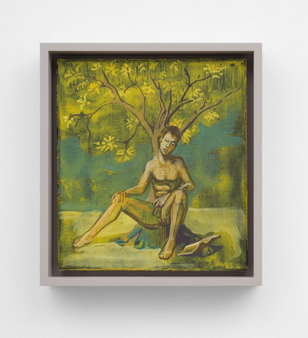 Carlos Vega Patmos, 2020 Acrylic on canvas 10 x 9 in (25.4 x 22.9 cm) 11 3/8 x 10 3/8 x 2 in framed (28.9 x 26.4 x 5.1 cm framed)