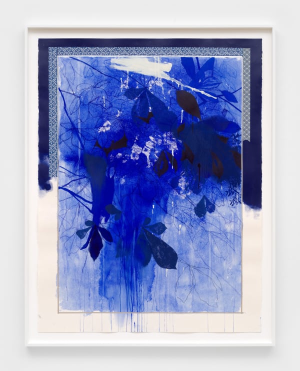 Ricardo Brey The Leaves, 2024 Mixed media on paper 62 3/4 x 47 7/8 in (159.4 x 121.6 cm) 68 1/4 x 53 1/8 x 2 in framed (173.4 x 134.9 x 5.1 cm framed)